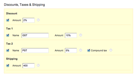 Secondary Tax and Shipping fields 