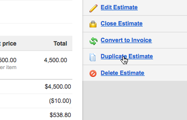 Duplicat Estimate