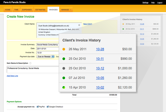 Client Invoice History Client Invoice History