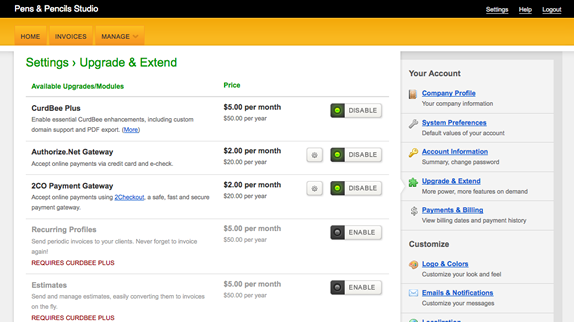 The new CurdBee module settings page The new CurdBee module settings page