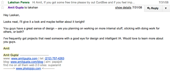 Email conversation with Amit from 2008